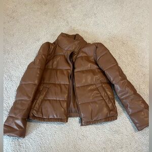 Faux leather puffer jacket